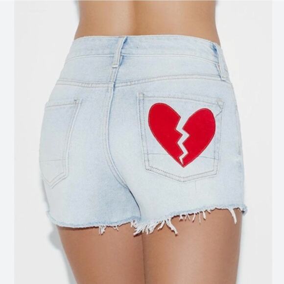 Kendall & Kylie Womens 26 Linda Blue Mid-Rise Heartbreaker Cut Off Shorts - Picture 16 of 16